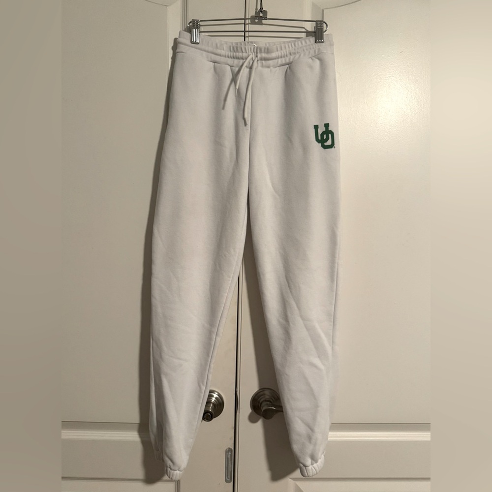 University of Oregon Women’s White Sweatpants with Green Logo